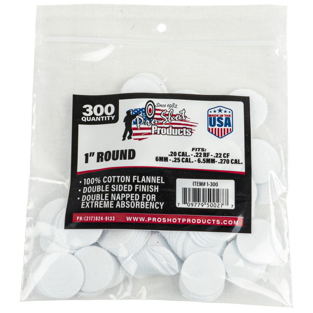 PRO-SHOT PATCH .22-.270CAL 1" 300CT