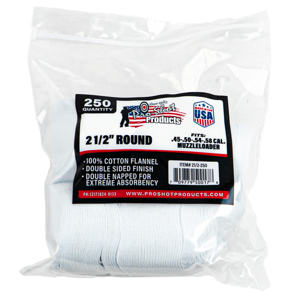PRO-SHOT PATCH .45-.58CAL 2 1/2" 250
