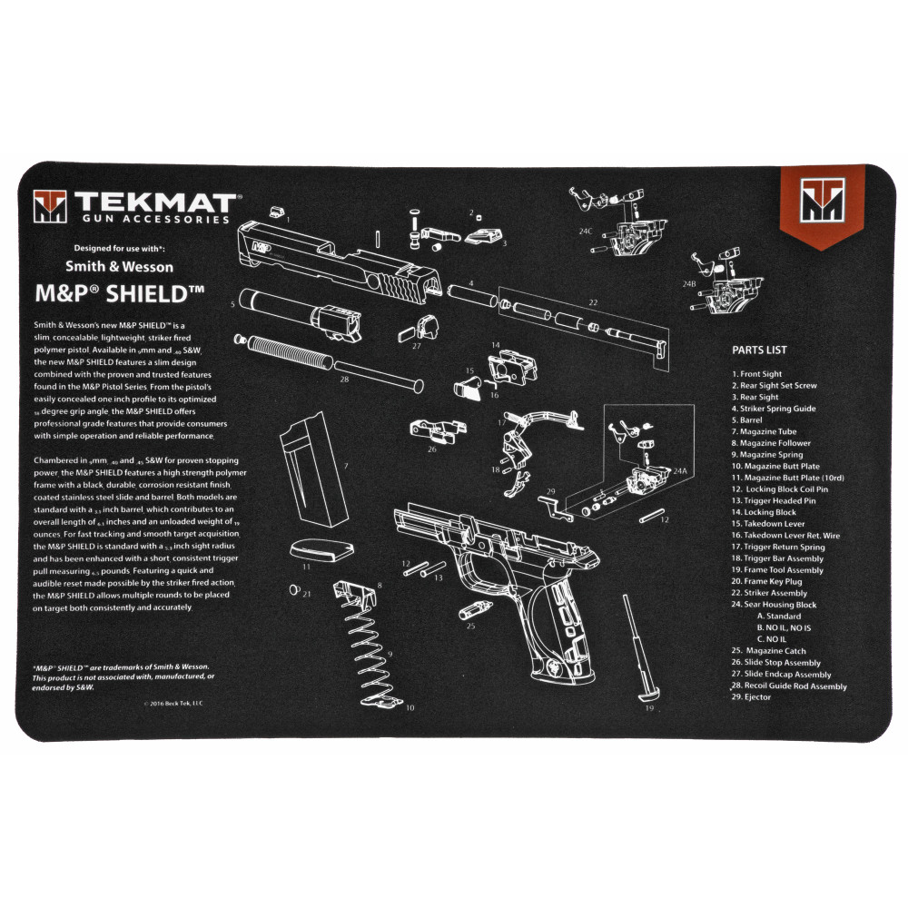 TekMat Pistol Mat for S&W M&P Shield 9MM, 40SW, 45ACP, 380ACP, 357SIG, 9MM + P, 40SW + P, 45ACP + P,