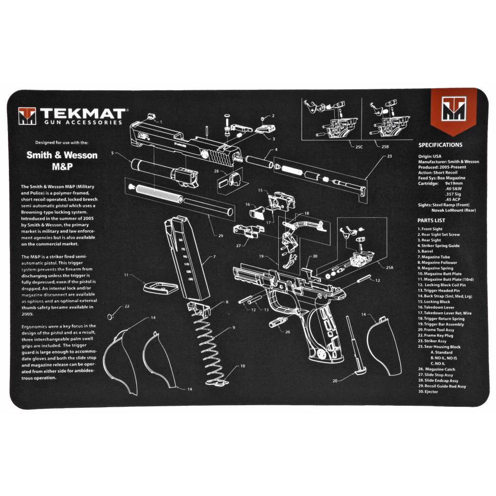 TEKMAT PISTOL MAT S&W M&P BLK
